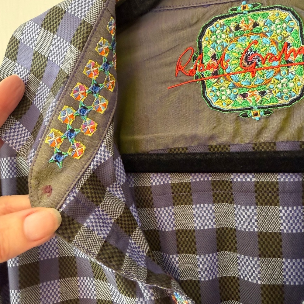 Robert Graham Black and Blue Checked Button-Down Shirt - Picture 6 of 7